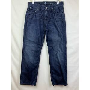7 For All Mankind Men's Size 32 Blue Austyn Straight Leg 5 Pocket Denim Jeans
